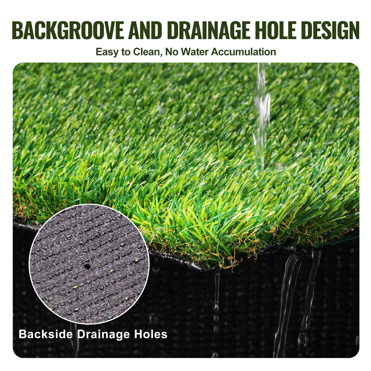 Artifical Grass, 6 x 10 ft Rug Green Turf, 1.38"Fake Door Mat Outdoor Patio Lawn Decoration, Easy to Clean with Drainage Holes, Perfect For Multi-Purpose Home Indoor Entryway Scraper Dog Mats
