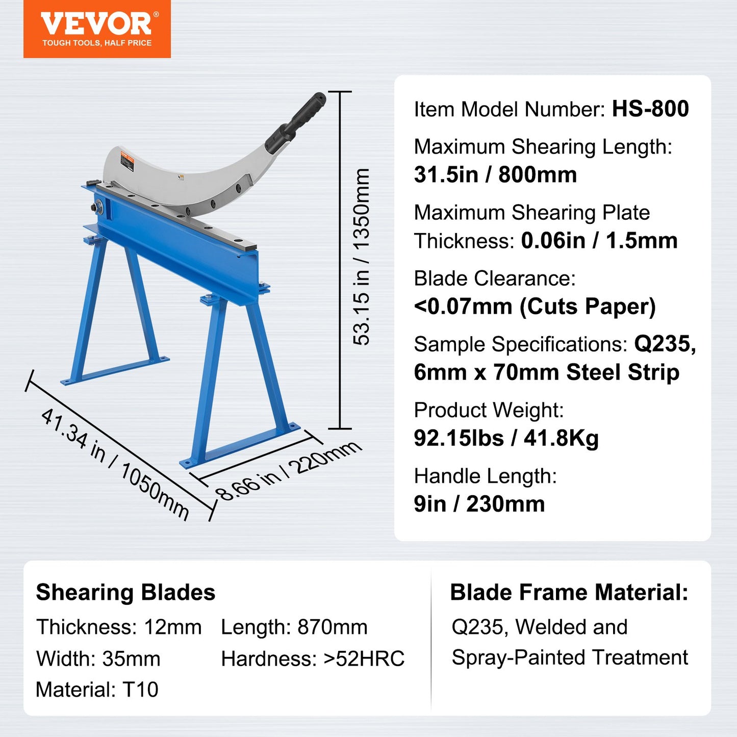 800mm Manual Hand Plate Shear for Metal Sheet Processing, Benchtop Cutter with Q235 Material, for Crafts Thick Steel Crafting, Heavy Duty Roll Press Machine for Builders, DIY Enthusiasts