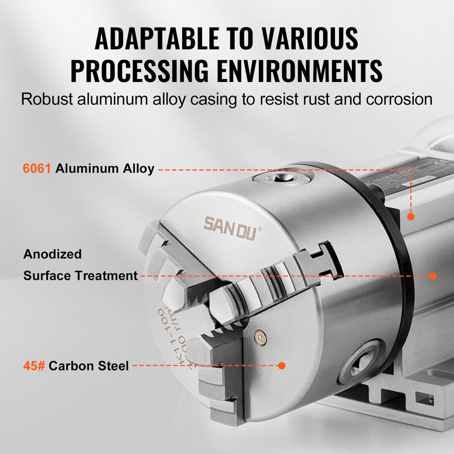 Dividing Head, K11-100mm 3-Jaw Chuck, CNC Router Milling Machine Rotational Axis 4th Axis A Axis Indexing Head, 65 mm Center Height MT2 Tailstock 6:1 Gear Ratio, Universal for Engraving