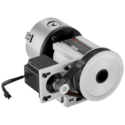 Dividing Head, K11-100mm 3-Jaw Chuck, CNC Router Milling Machine Rotational Axis 4th Axis A Axis Indexing Head, 65 mm Center Height MT2 Tailstock 6:1 Gear Ratio, Universal for Engraving