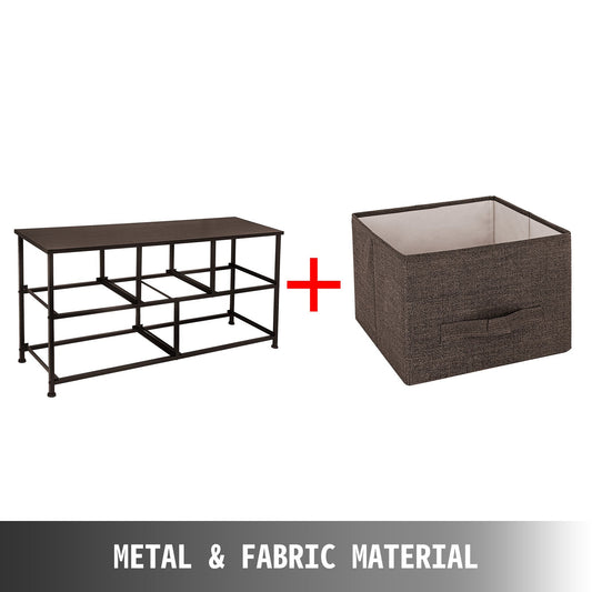 VEVOR Dresser Storage Tower with 5 Fabric Drawer Steel Frame Storage Cabinet Bin Storage Organizer Unit Fabric Cube Dresser Chest Cabinet Coffee Wide (Coffee/Wide)