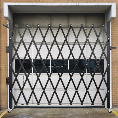 Single Folding Security Gate, 85" H x 95" W Folding Door Gate, Steel Accordion Security Gate, Flexible Expanding Security Gate, Rolling Barricade Gate, Scissor Gate/Door with Padlock