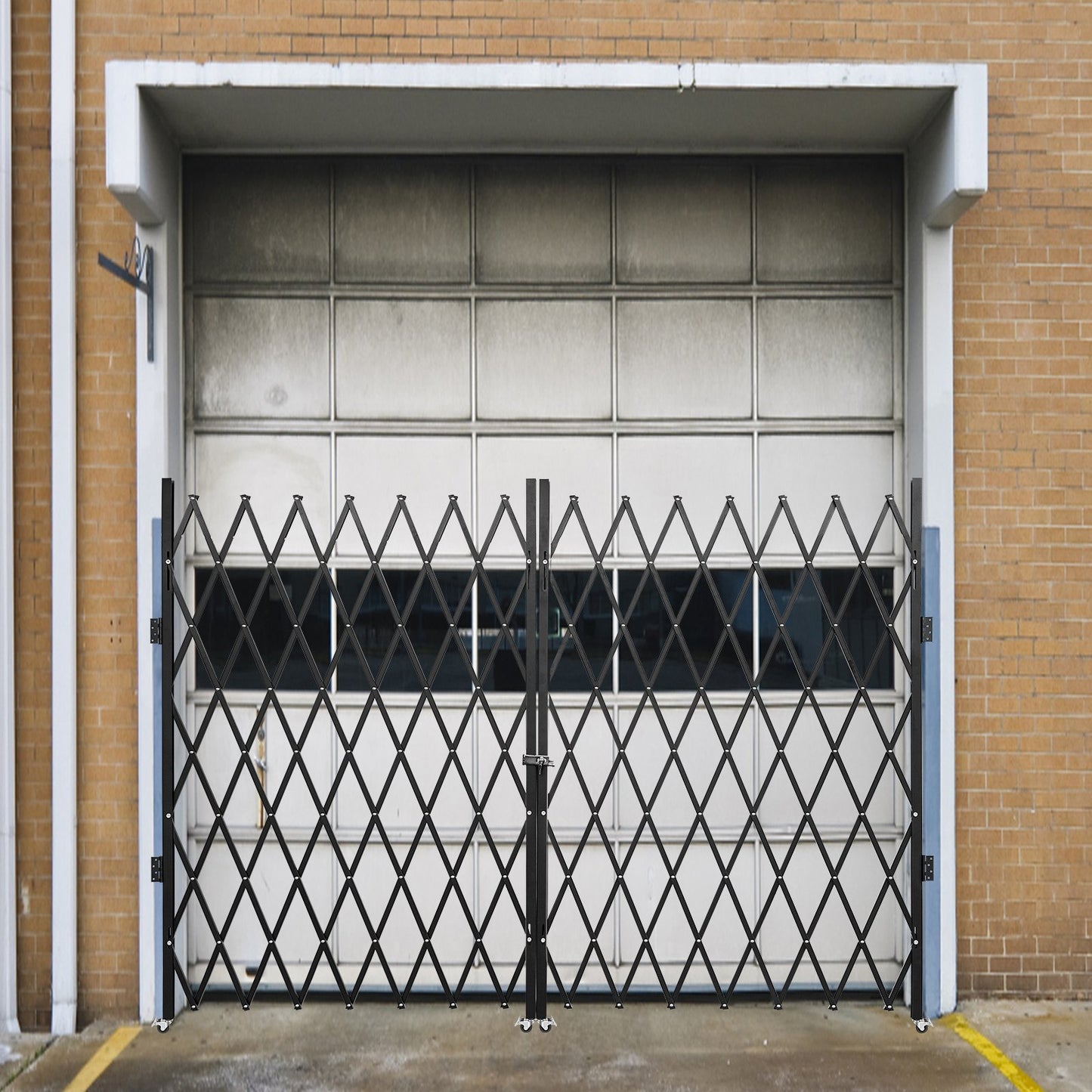 Double Folding Security Gate Folding Door Gate 5.1' H x 10.2' W Scissor Gate