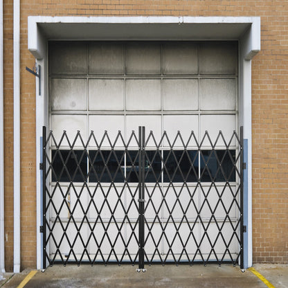 Double Folding Security Gate Folding Door Gate 5.1' H x 10.2' W Scissor Gate