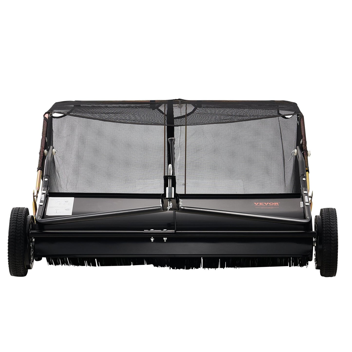 106.6 cm Lawn Sweeper Tow Behind, 12 cu.ft. Large Pull Behind Grass Sweeper, Heavy Duty Leaf & Grass Collector with Dumping Rope Design, Adjustable Sweeping Height for Picking Up Debris & Grass