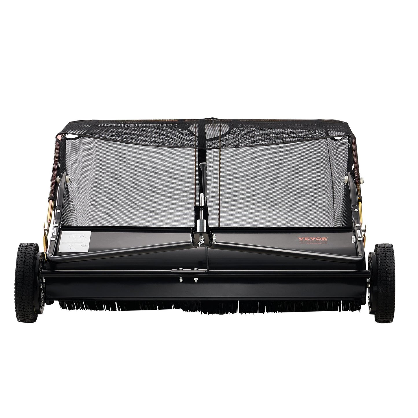 106.6 cm Lawn Sweeper Tow Behind, 12 cu.ft. Large Pull Behind Grass Sweeper, Heavy Duty Leaf & Grass Collector with Dumping Rope Design, Adjustable Sweeping Height for Picking Up Debris & Grass