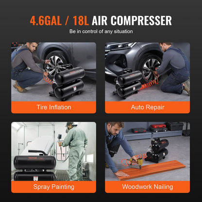 Air Compressor Compact Portable Oil Free Compressor 18L 90 PSI