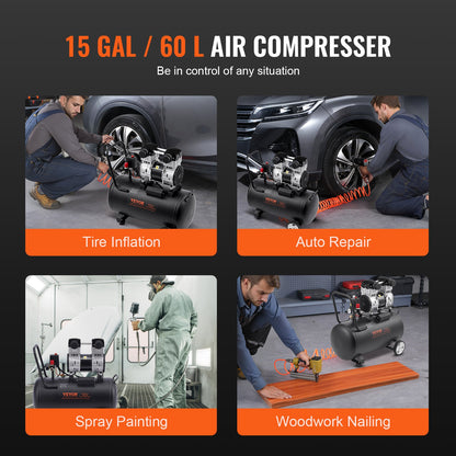 Air Compressor Compact Portable Oil Free Compressor 60L 90 PSI