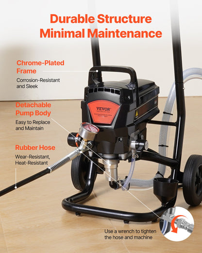 Stand Airless Paint Sprayer, 950W 3000PSI High Efficiency Electric Airless Sprayer With Cart, Fine And Even Painting Effect, Paint Sprayers for Home Interior and Exterior Furniture and Fences