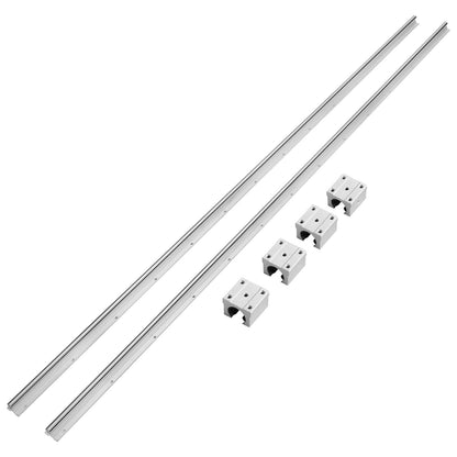 Linear Guide Rail Set, SBR20 2200mm, 2 PCS 86.6 in/2200 mm SBR20 Guide Rails and 4 PCS SBR20UU Slide Blocks, Linear Rails and Bearings Kit for Automated Machines DIY Project CNC Router Machines