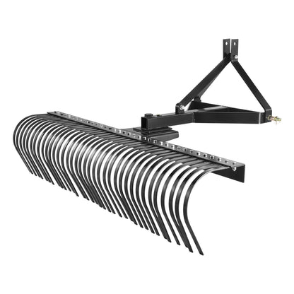 VEVOR Tow Behind Dethatcher, 1.8m Tow Dethatcher with 36 Steel Tines, 3-Point Lawn Dethatcher Rake with Attachments for Tractor, Landscape Rake for Garden, Farm, Grass